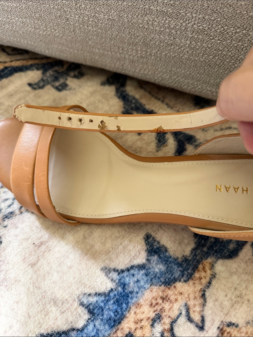 Cole Haan Tan Leather Two-Strap Ankle Strap Heels - Picture 5 of 8